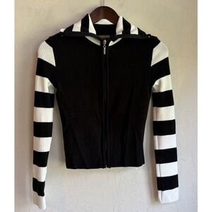 Vintage Y2K Georgiou Striped Zip Cardigan Sweater S Mall Goth Indie Grunge
